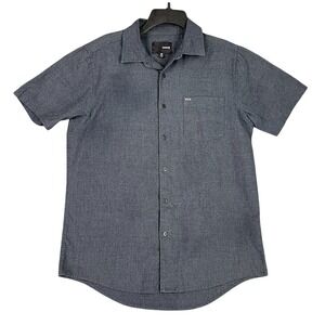 Hurley Mens Short‎ Sleeve Button Up Shirt Dark Gray Size M Casual Beach